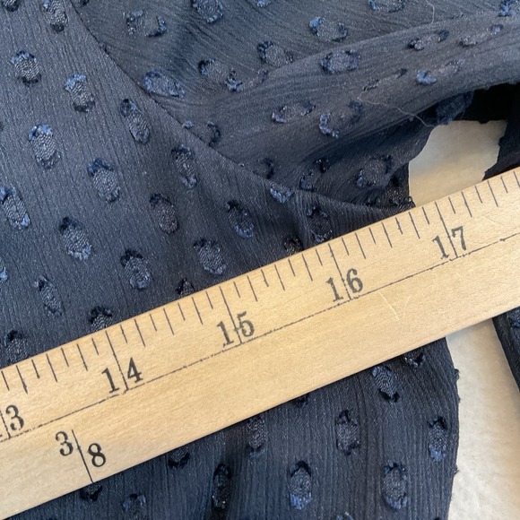 Banana Republic Dress Womens 2 Navy Blue 3/4 Sleeve Tucks Ruffles Sheer Lined - Picture 9 of 12